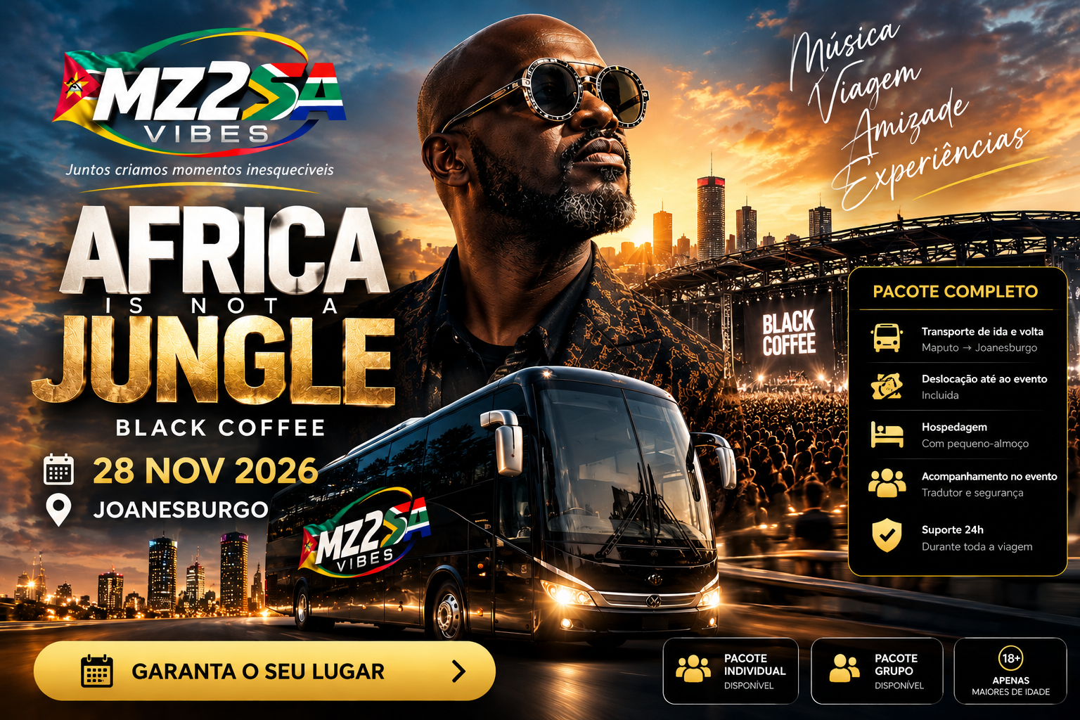 Cartaz MZ2SA Vibes Black Coffee Africa Is Not A Jungle
